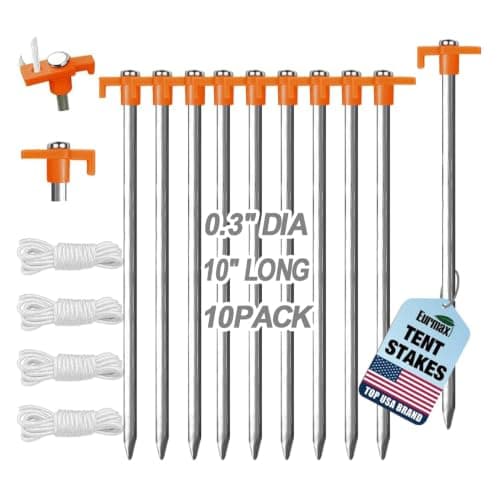 Eurmax Galvanized Steel Tent Stakes, 10-Pack