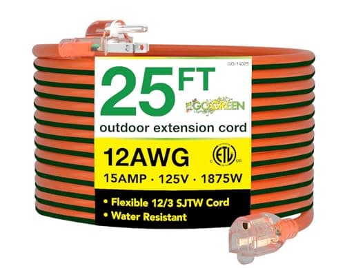 Go Green Power 12/3 Outdoor Extension Cord, 25 ft