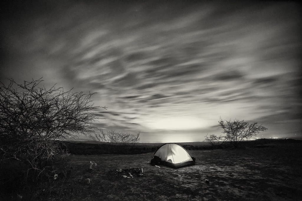 Camping gear at a campsite